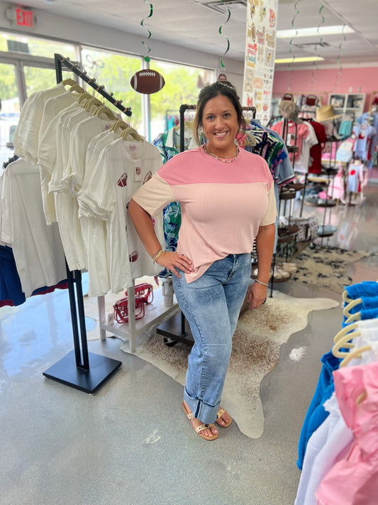 Colorblock Top Pink