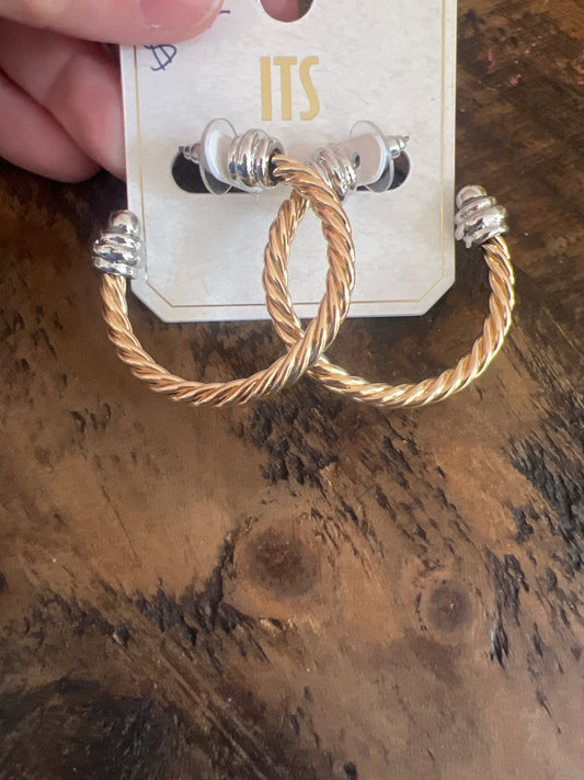 Gold/Silver Twist Earrings