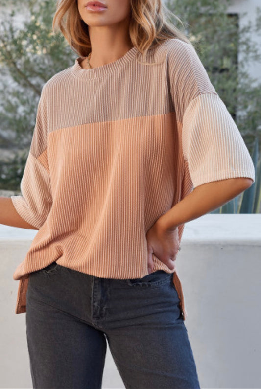 Colorblock Top Beige