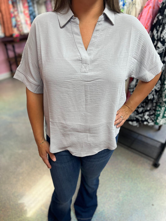 Woven Top Grey